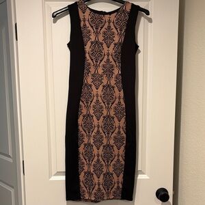 Elegant Black and muted pink Patterned Dress